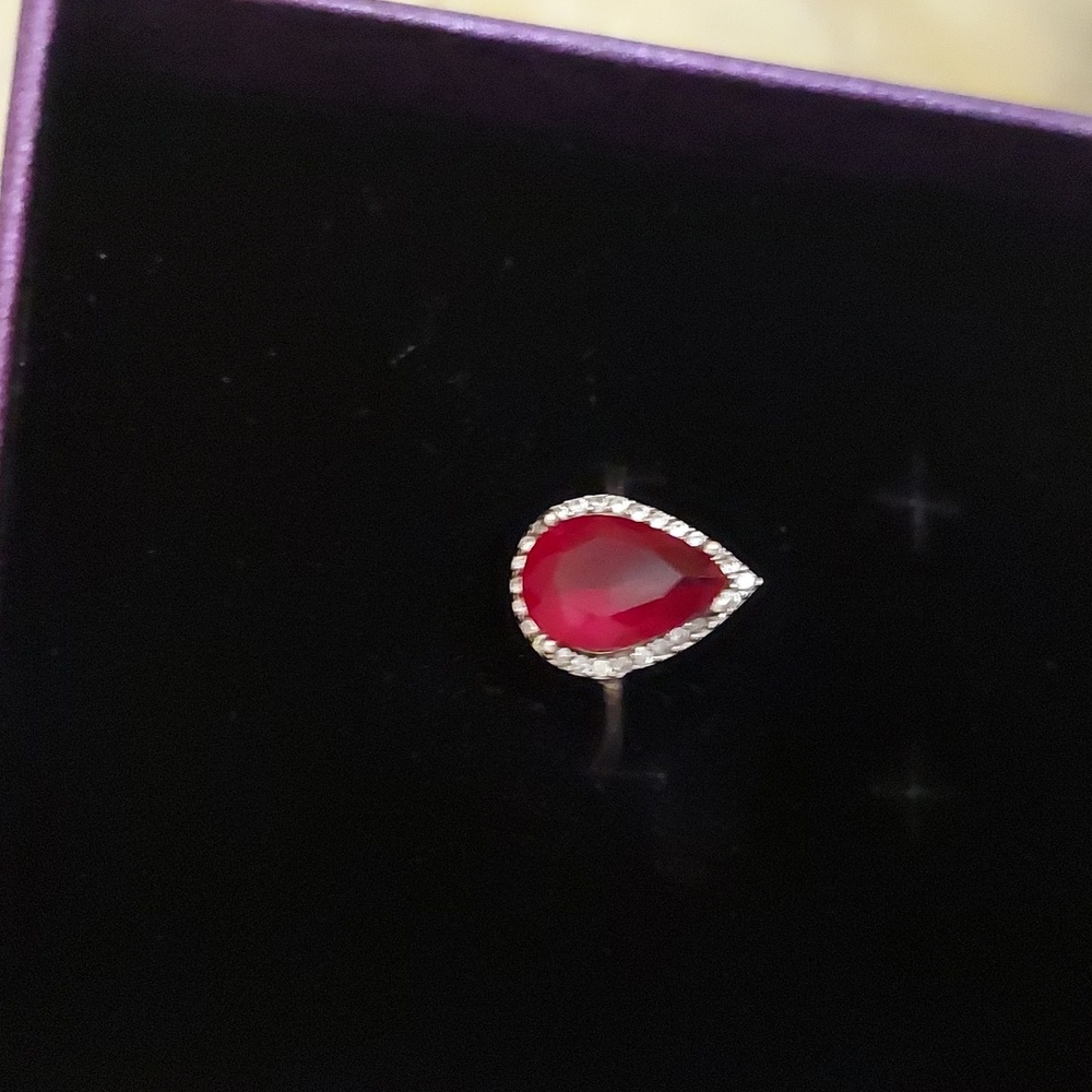 Vintage Ruby Red Teardrop Pear Shape Sterling Sil… - image 7